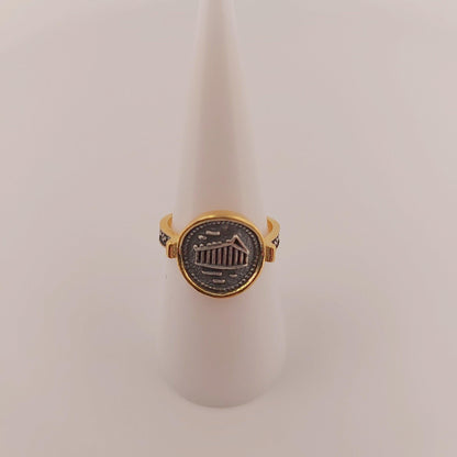 Parthenon Temple Ring, Silver Gold Plated, Acropolis Design, Statement Ring