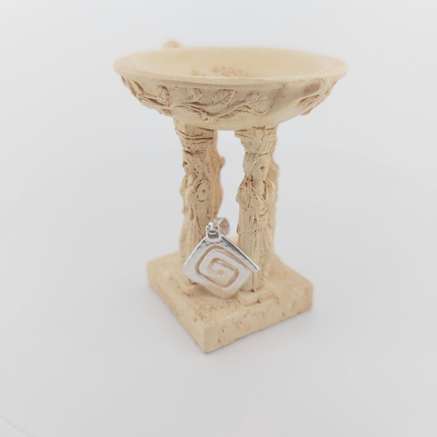 Sterling Silver Greek Key Pendant: Meander Design Charm