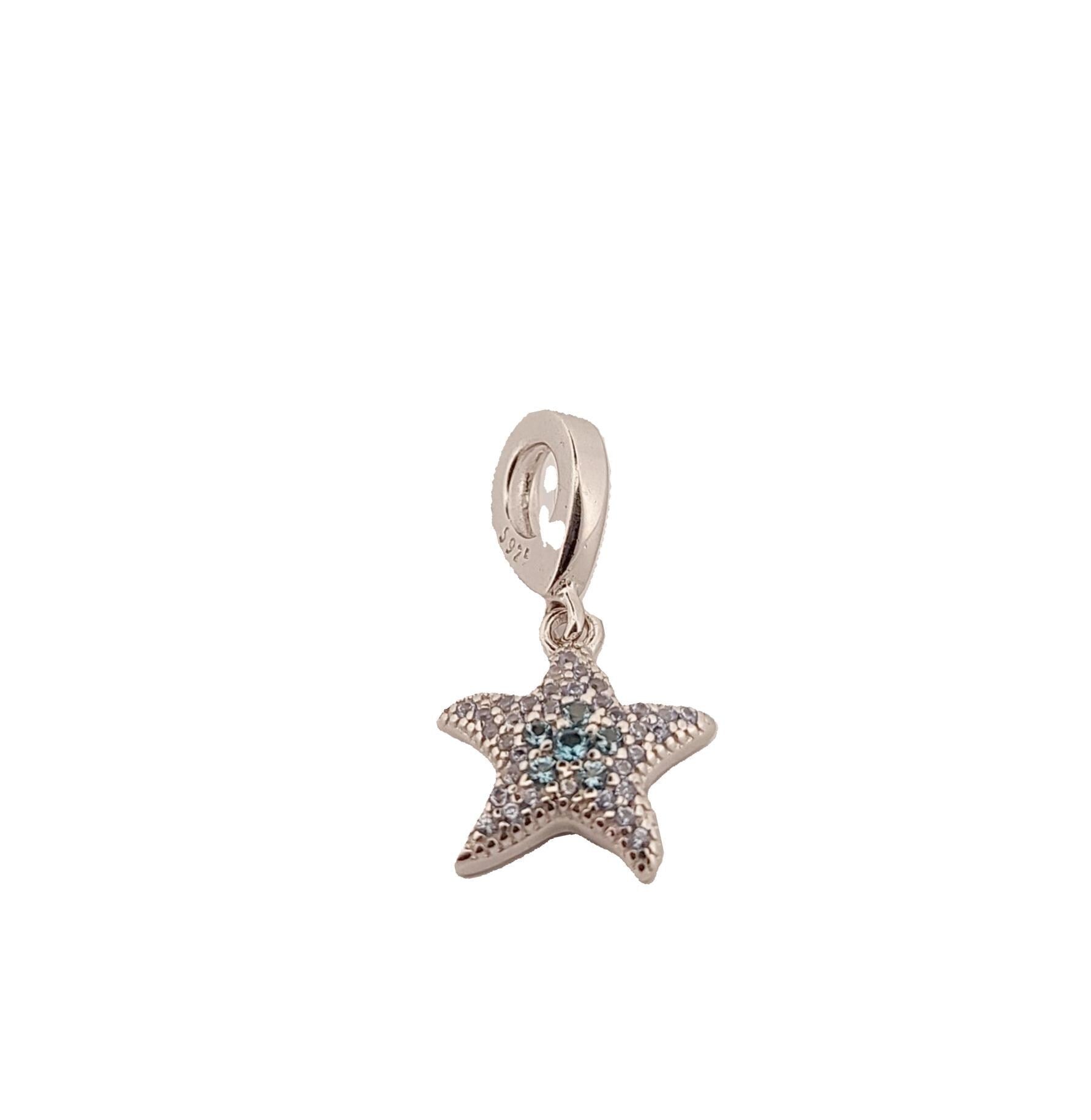Starfish Charm Bead with Sparkling Stones, Greek Design Bracelet, Sterling Silver