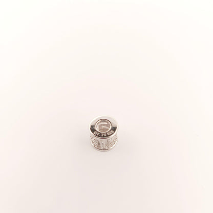 Greek Key Sparkling White Stones Charm Bead, Sterling Silver Bracelet Charm, Fits Pandora Bracelets