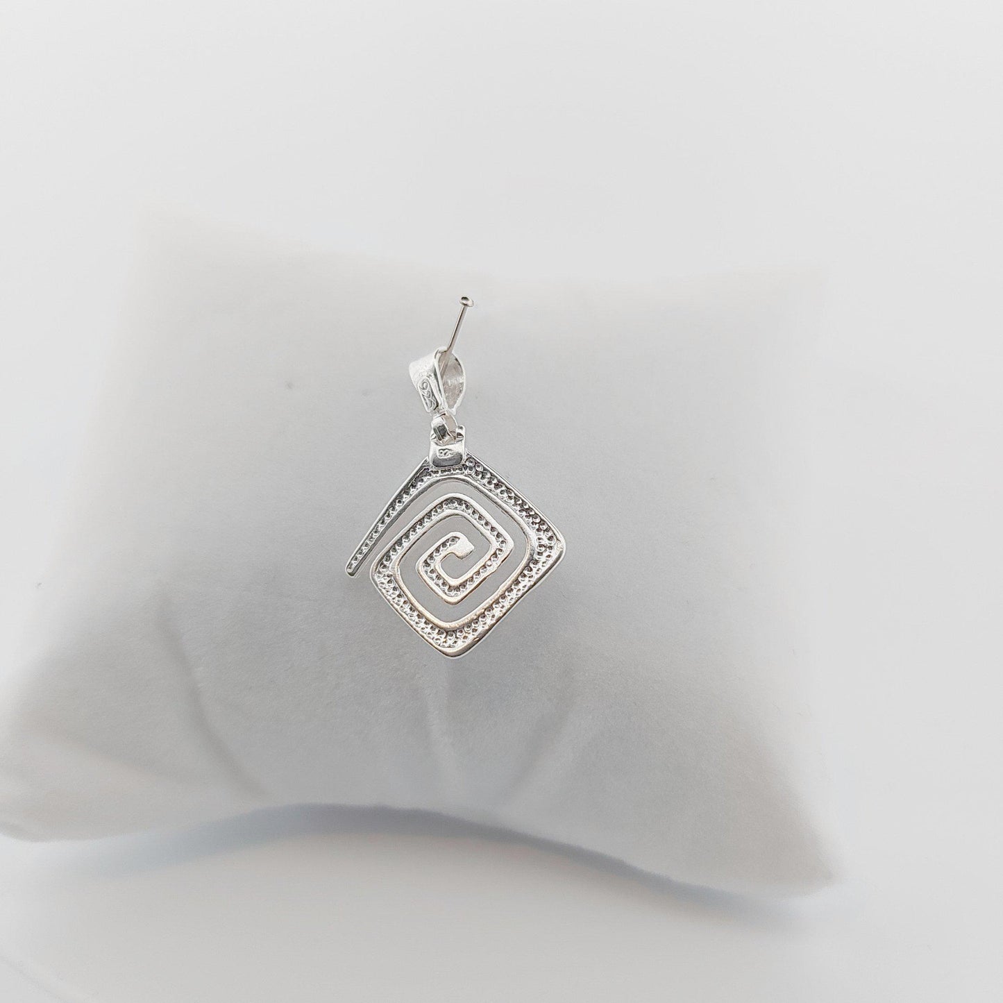 Sterling Silver Greek Key Pendant: Meander Design Charm
