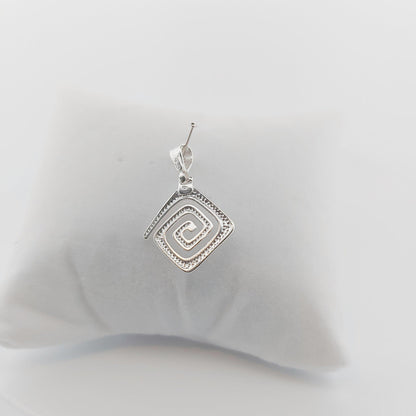 Sterling Silver Greek Key Pendant: Meander Design Charm