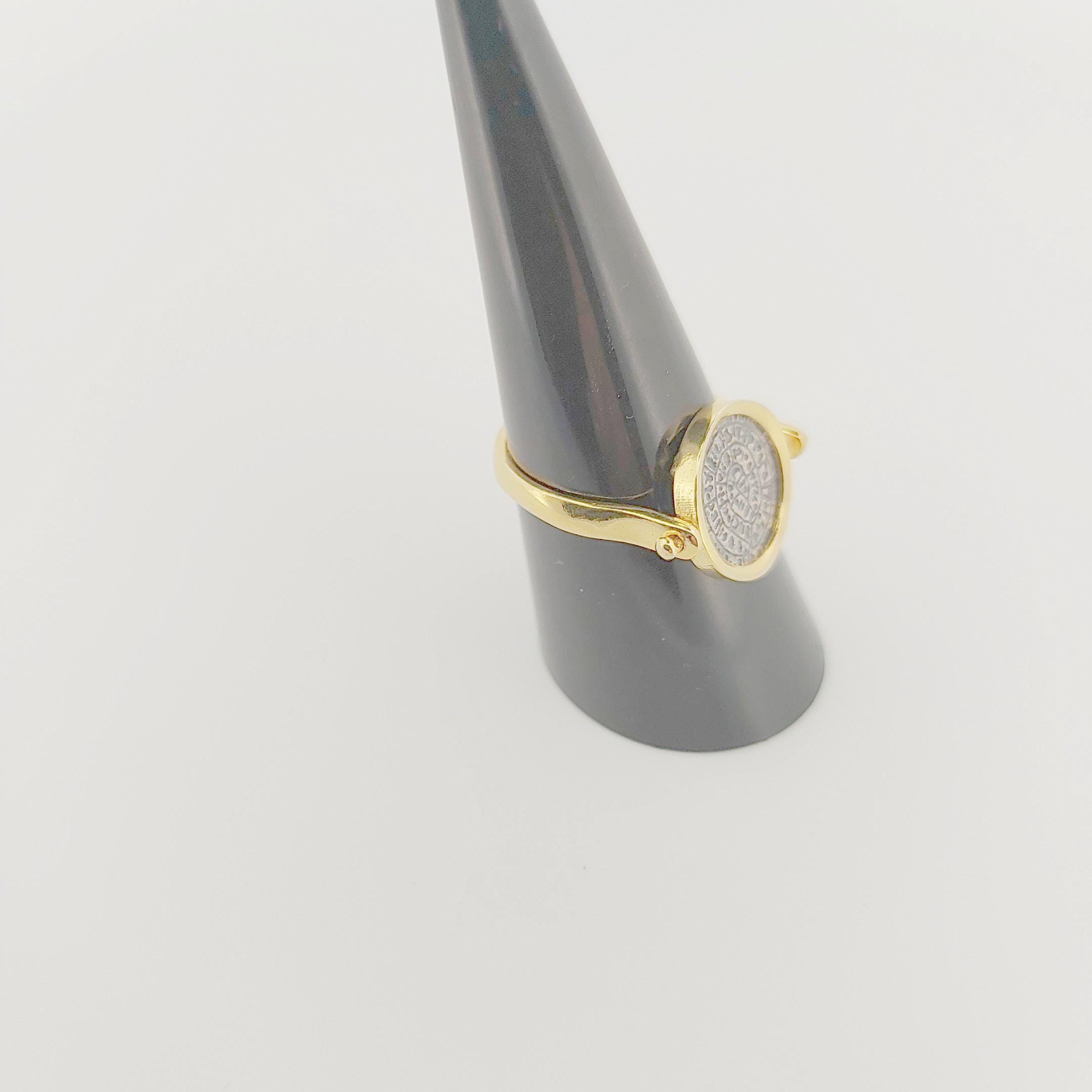 Phaistos Disc Ring, Gold Plated Ancient Greek Design, Statement Ring