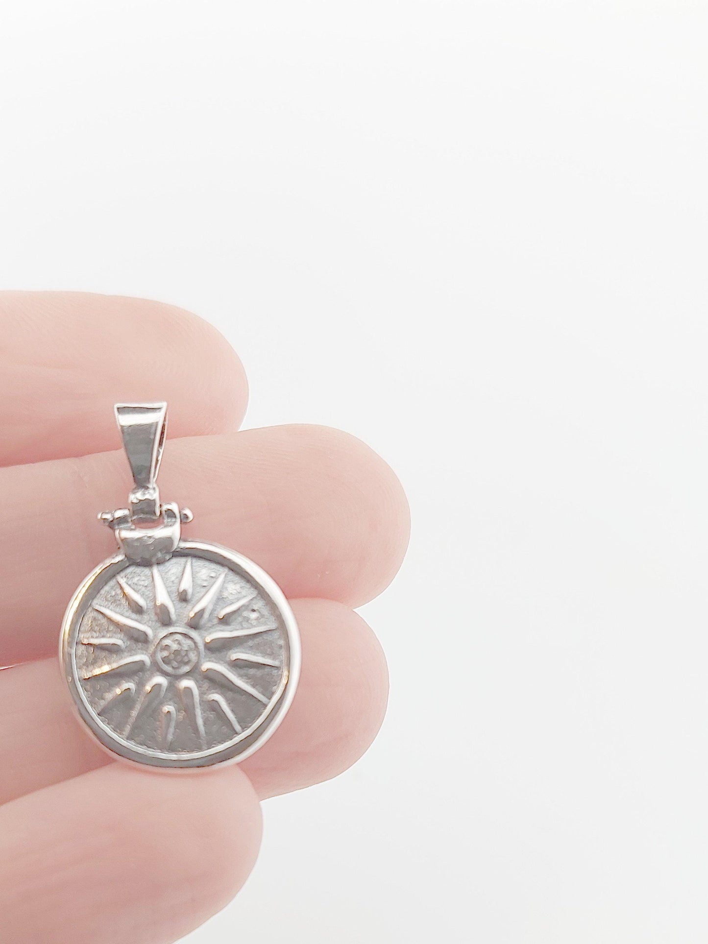 Sterling Silver Vergina Star Pendant: Macedonian Sun Necklace