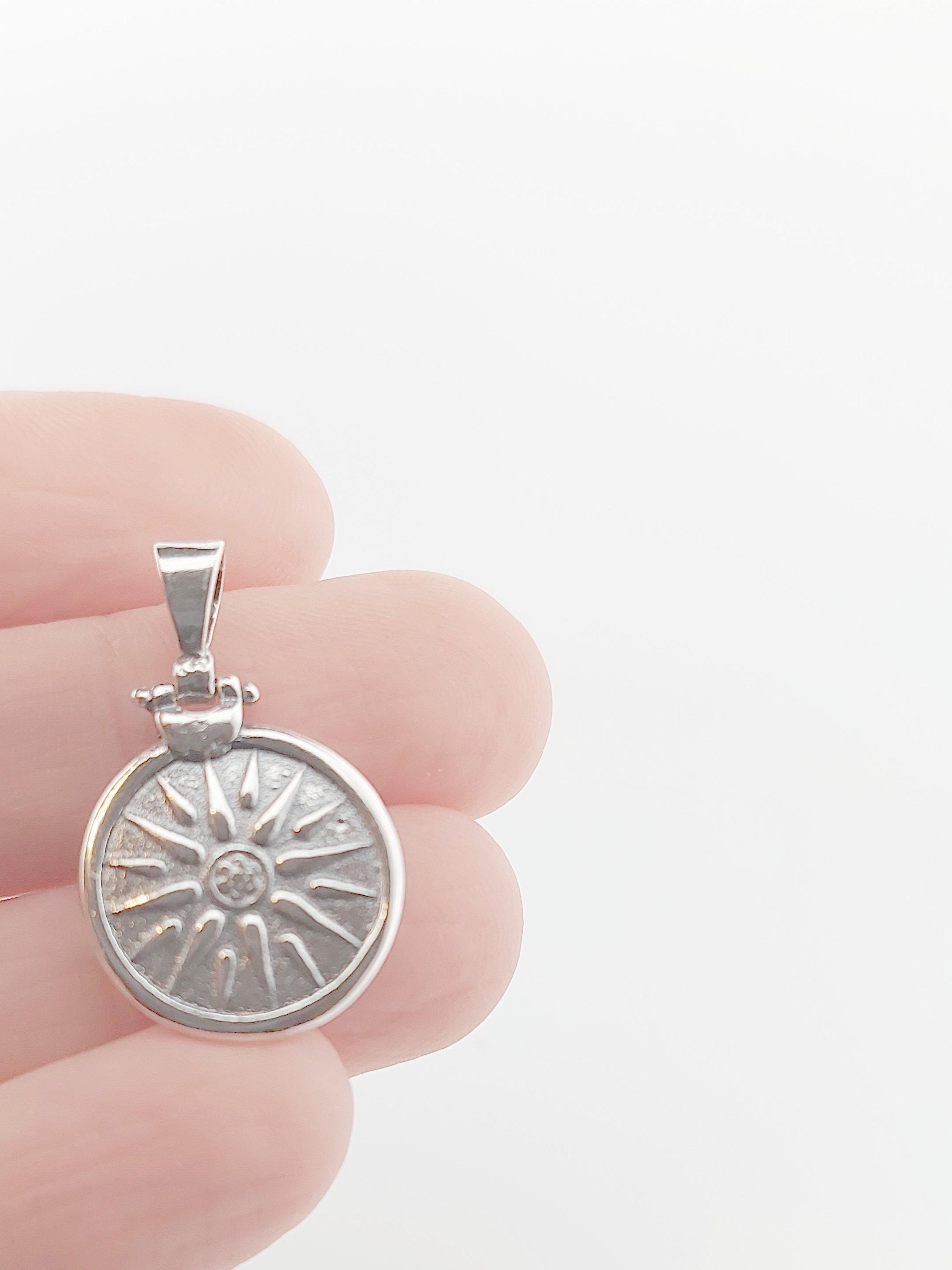 Sterling Silver Vergina Star Pendant: Macedonian Sun Necklace