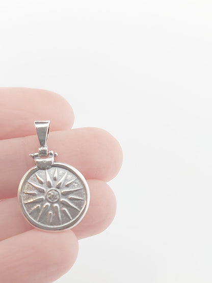 Sterling Silver Vergina Star Pendant: Macedonian Sun Necklace