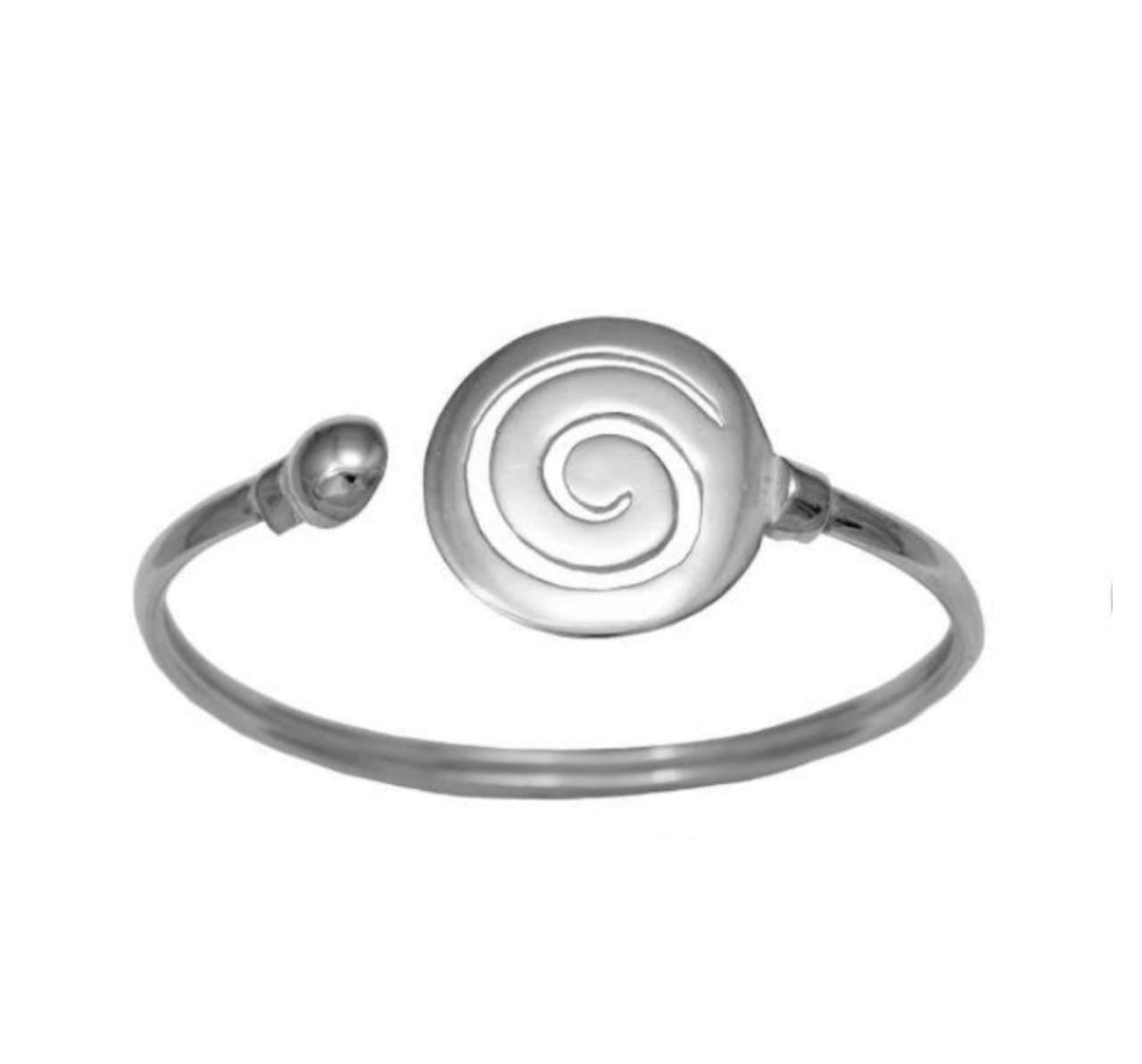 Gold Plated Spiral Bangle Bracelet: Greek Key Meander Design