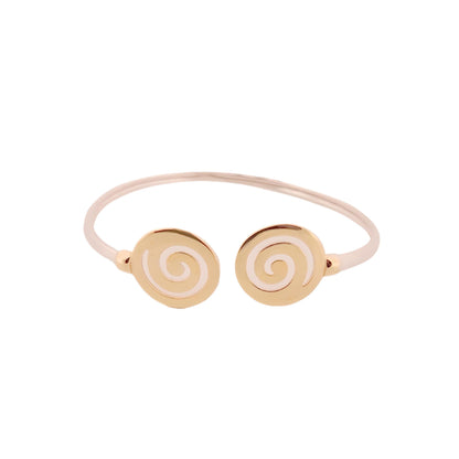 Gold Plated Spiral Bangle Bracelet: Greek Key Meander Design