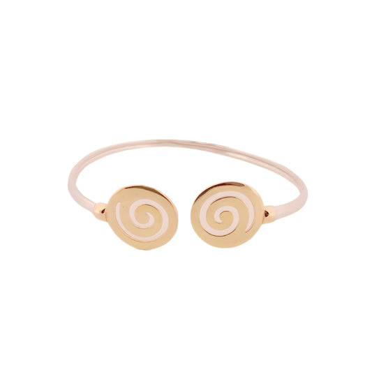 Gold Plated Spiral Bangle Bracelet: Greek Key Meander Design