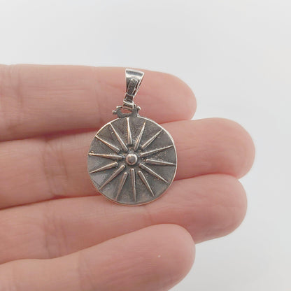 Sterling Silver Vergina Sun Pendant: Ancient Greek Macedonia Jewelry