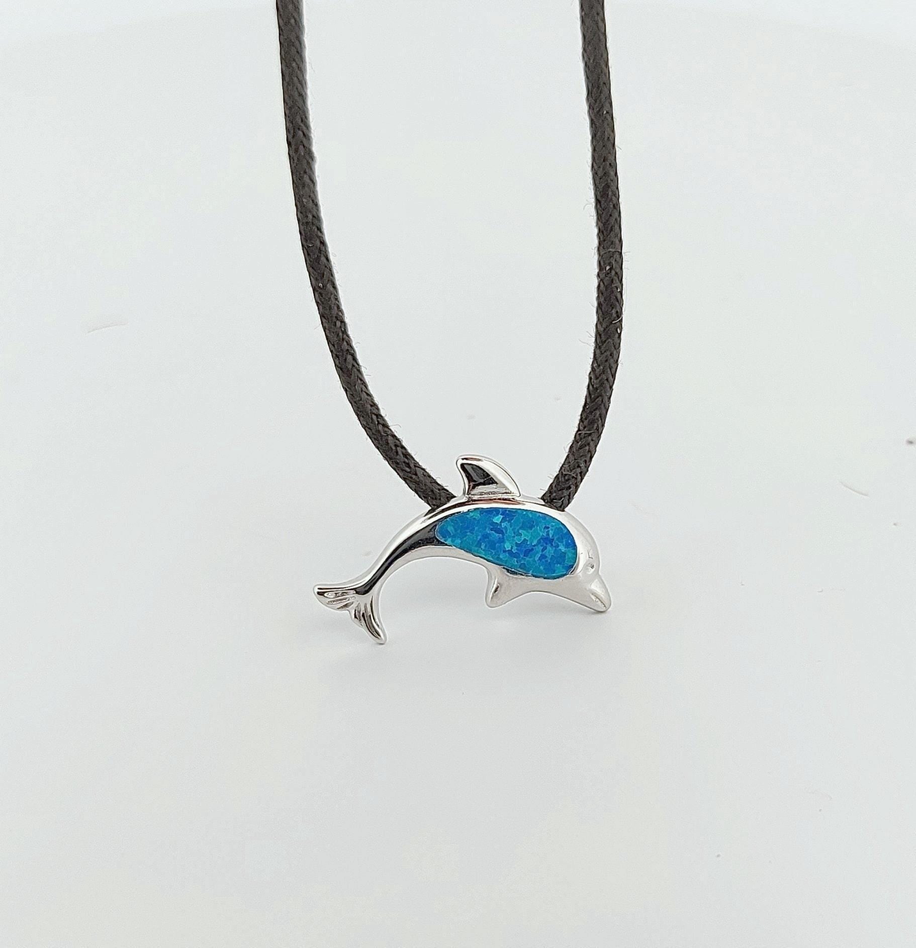 Sterling Silver 925 Blue Opal Dolphin Charm, Greek Mythology Inspired