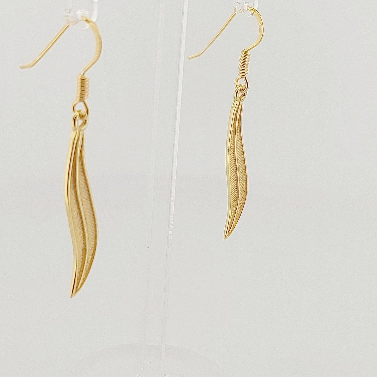 Olive Leaf Dangle Earrings, Silver Gold Plated, Ancient Greek Motif Inspired