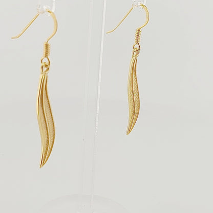 Olive Leaf Dangle Earrings, Silver Gold Plated, Ancient Greek Motif Inspired