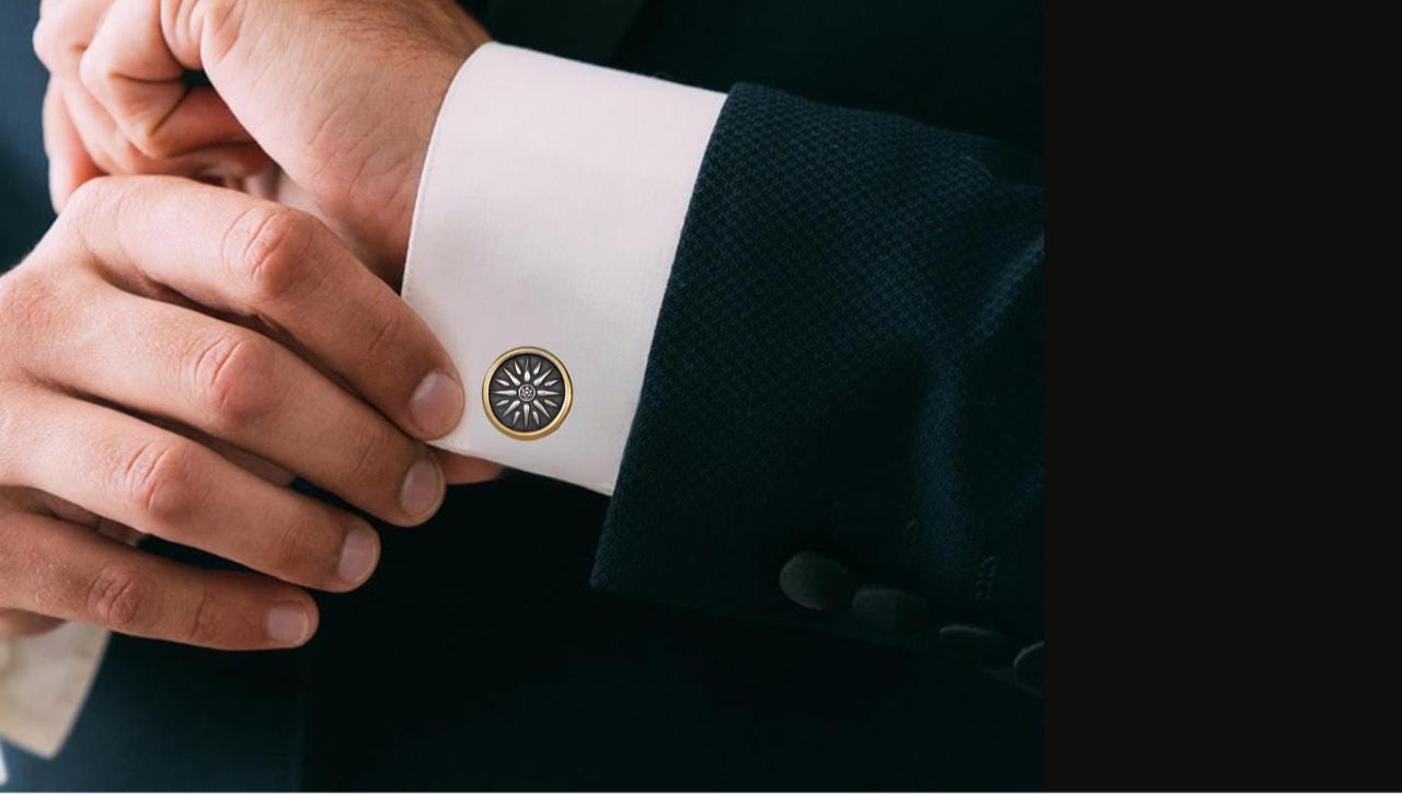 Vergina Sun Cufflinks: Gold & Silver Macedonian Star Cufflinks